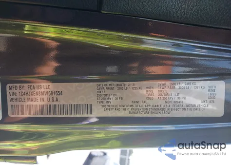 2021 Jeep Wrangler Unlimited Sahara 4X4 from USA, damaged, VIN 1C4HJXEN8MW681654